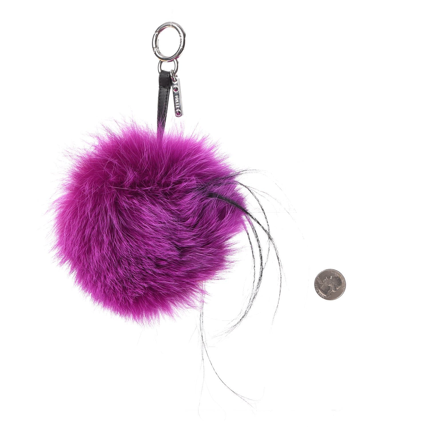 Fendi Fox Mink Goat Fur Oret Monster Bag Bug Charm Orchid Black 2 of 5