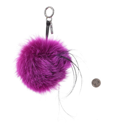 Fendi Fox Mink Goat Fur Oret Monster Bag Bug Charm Orchid Black 2 of 5