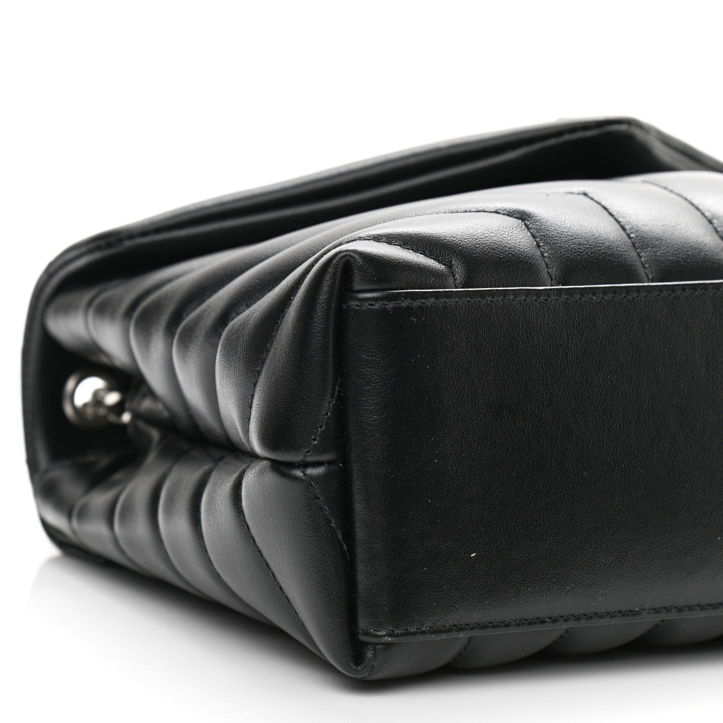Calfskin Y Quilted Monogram Small Loulou Chain Satchel Black