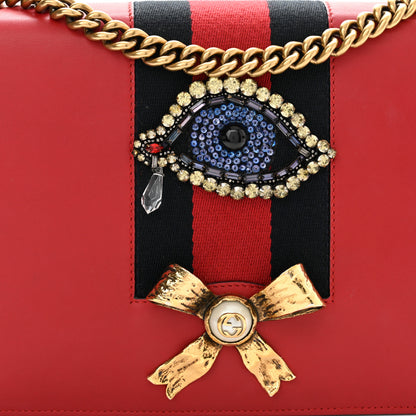 Gucci Calfskin Web Medium Peony Chain Shoulder Bag Red 8 of 10