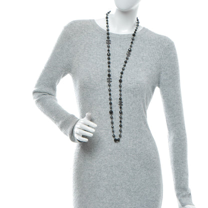 Chanel Ruthenium Beaded CC Long Necklace Black 2 of 5