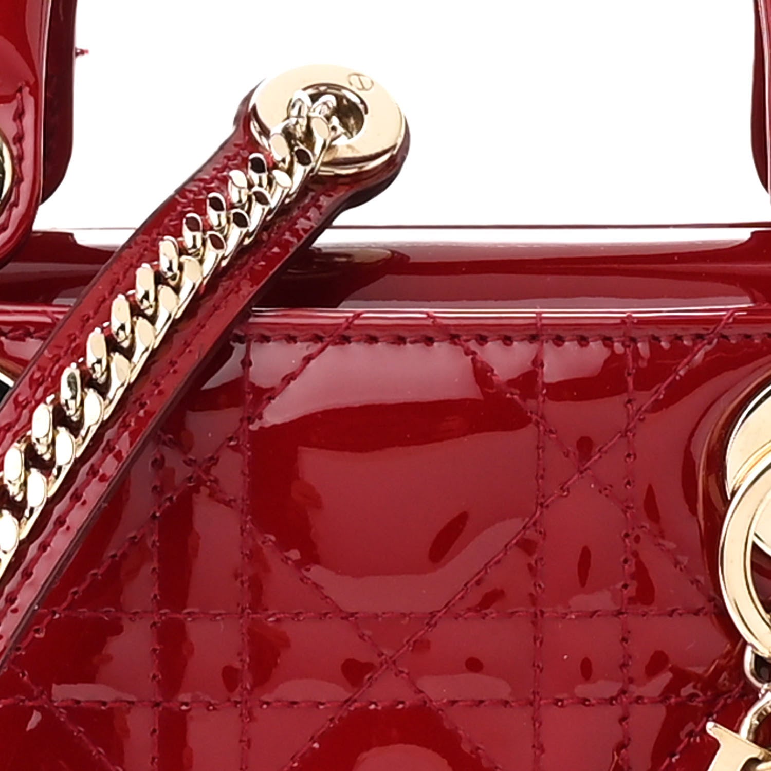 Christian Dior Patent Cannage Mini Lady Dior Red 8 of 11