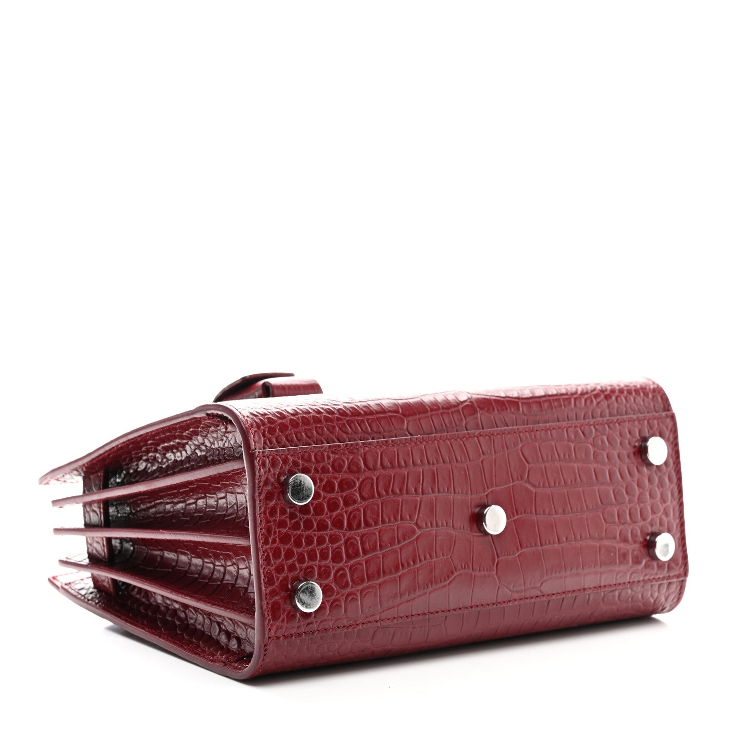 Saint Laurent Calfskin Crocodile Embossed Nano Sac De Jour Red 4 of 10