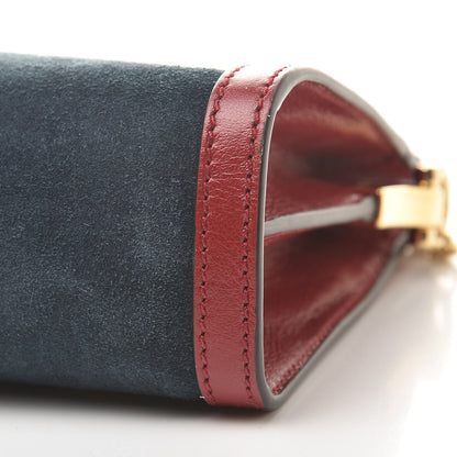 Gucci Suede Calfskin Web Small Ophidia Chain Shoulder Bag New Blue Romantic Cherry 10 of 12