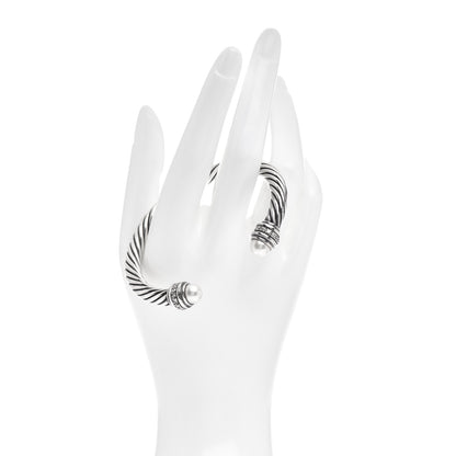 David Yurman Sterling Silver Diamond Pearl 7mm Cable Classics Bracelet 2 of 4