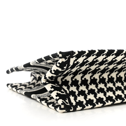 Christian Dior Canvas Macro Houndstooth Embroidered Medium Book Tote Black White 9 of 10