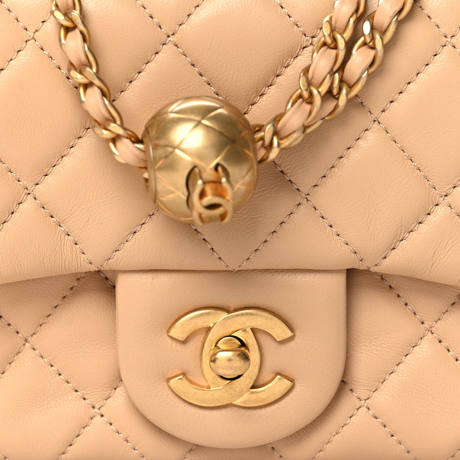 Chanel Lambskin Quilted Mini Pearl Crush Flap Beige 8 of 11