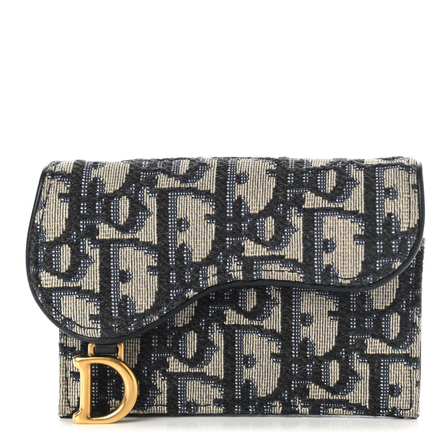 Christian Dior Oblique Saddle Card Holder Blue 1 of 9