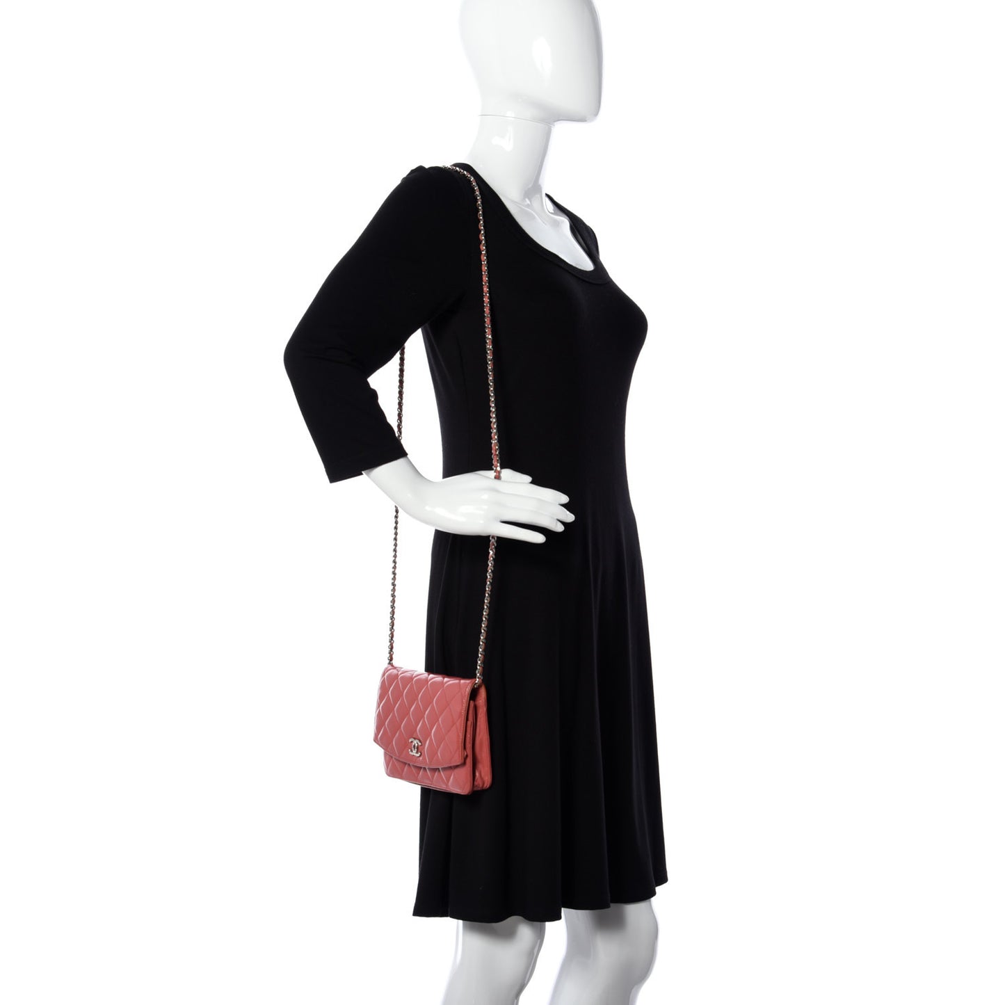 Patent Quilted Brilliant Wallet On Chain WOC Pink