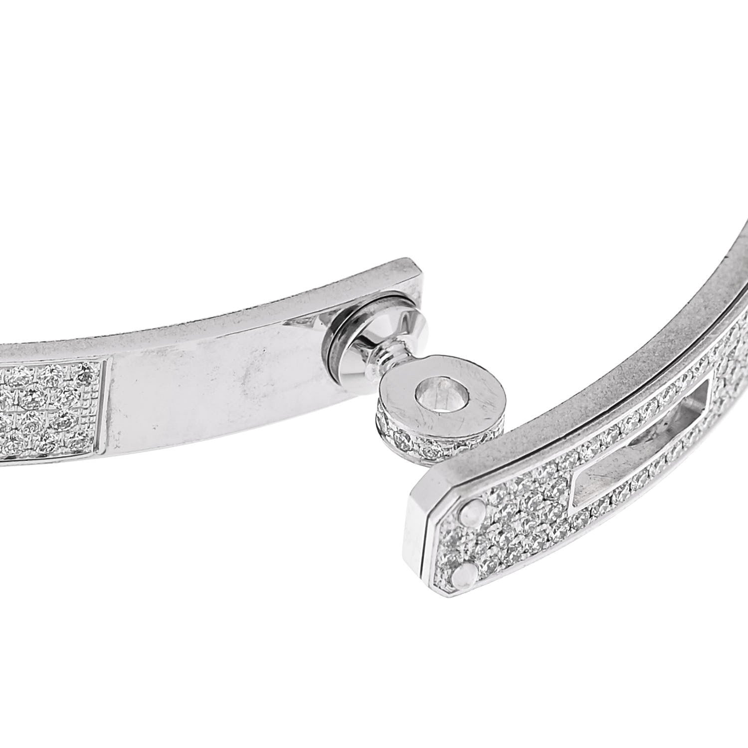 Hermes 18K White Gold Diamond PM Kelly Full Pave Bracelet ST 4 of 4