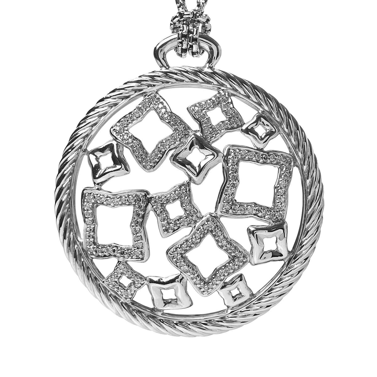Sterling Silver Diamond Quatrefoil Pendant Necklace