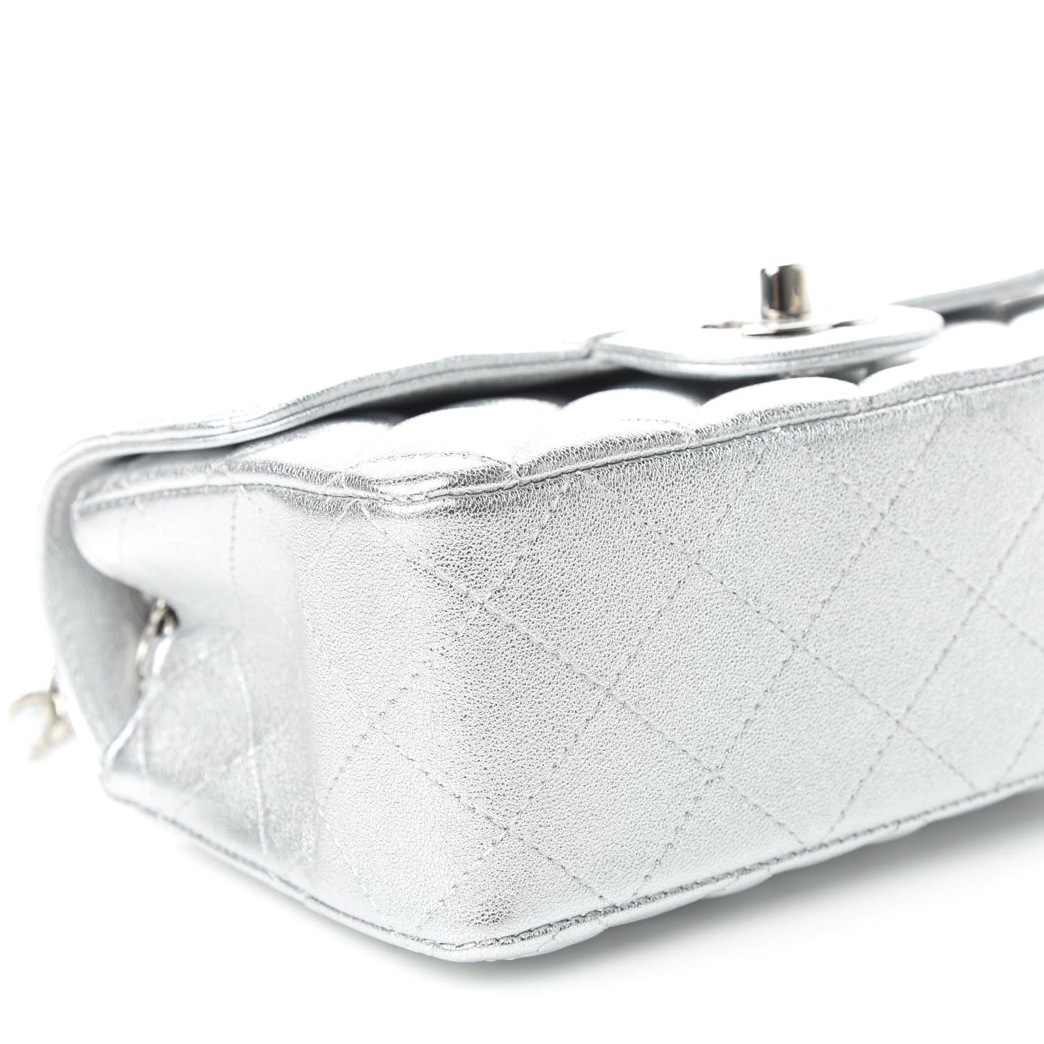 Chanel Metallic Lambskin Quilted Mini Rectangular Flap Silver 5 of 10