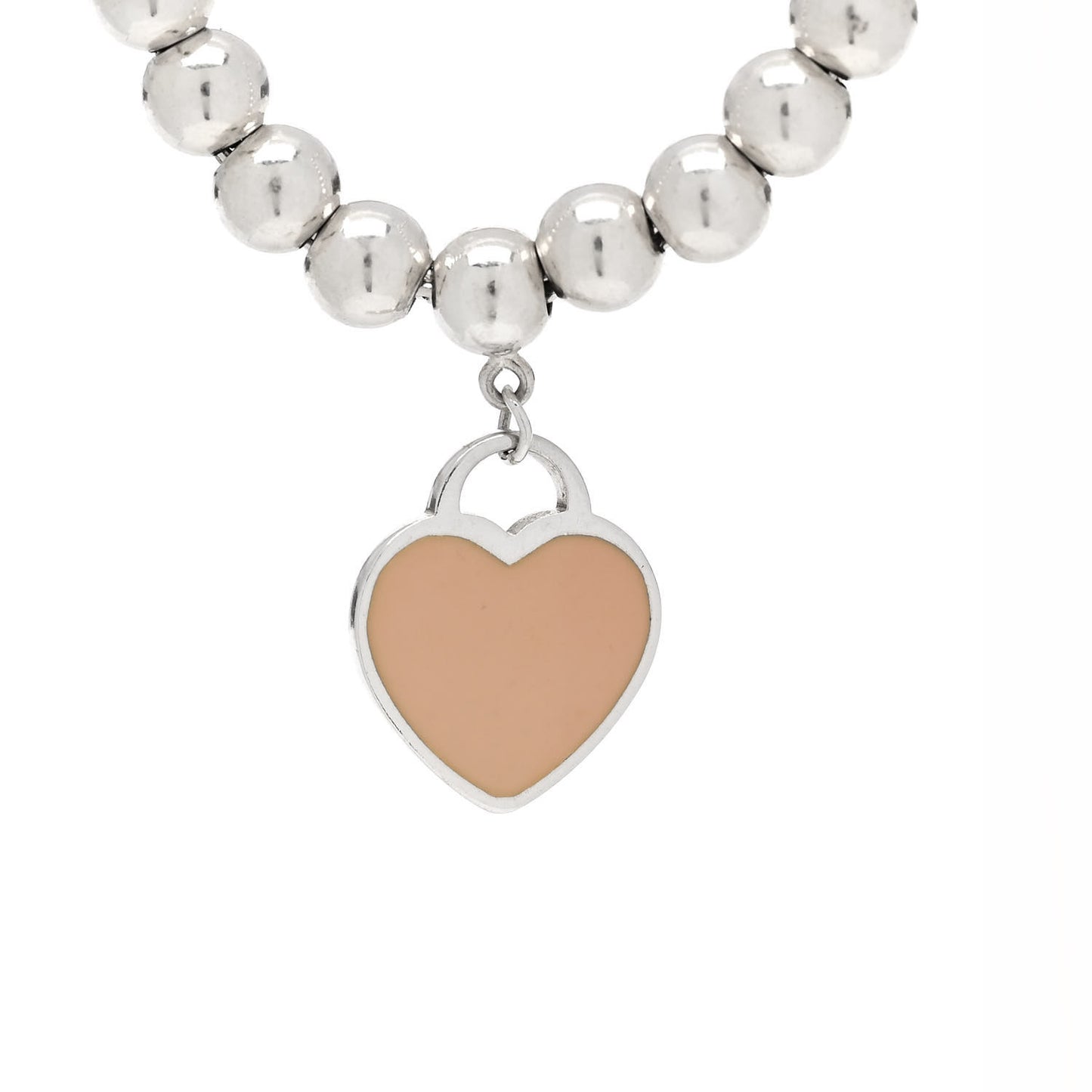 Sterling Silver Enamel 4mm Return To Tiffany Heart Tag Bead Bracelet Pink
