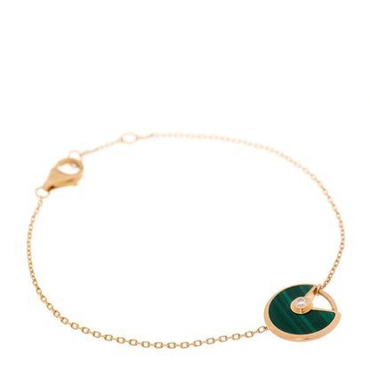 Cartier 18K Pink Gold Diamond Malachite Amulette de Cartier Bracelet 1 of 6