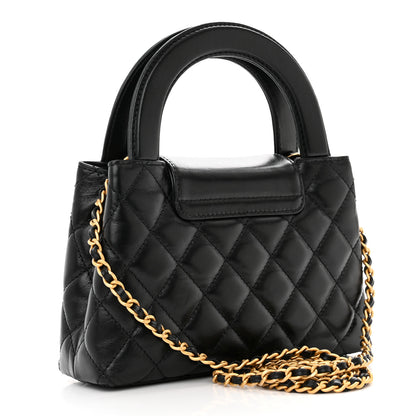 Chanel Shiny Aged Calfskin Quilted Nano Kelly Shopper Black 3 of 10
