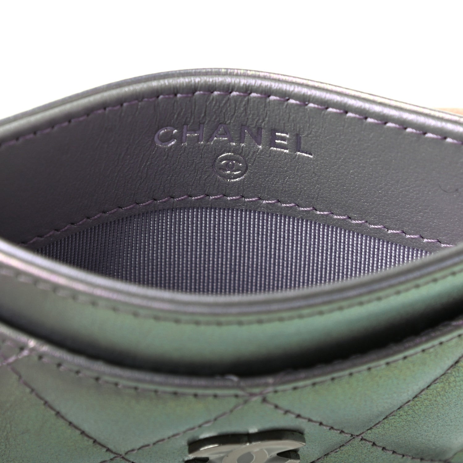 Chanel Iridescent Calfskin Quilted Card Holder Light Purple 7 of 8