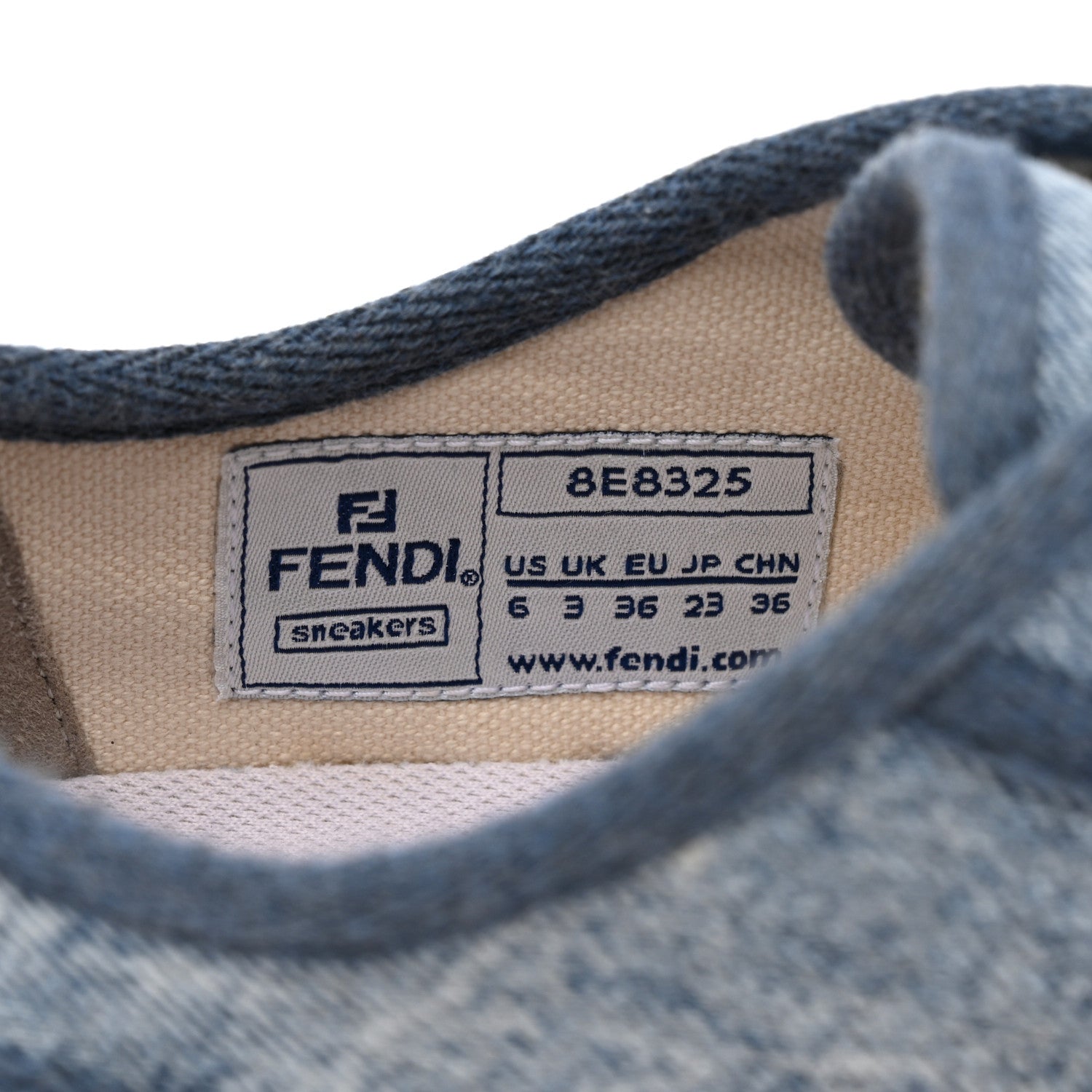Fendi Denim Logo Rose Embroidered Womens Domino Low Top Sneakers 36 Denim White 6 of 8