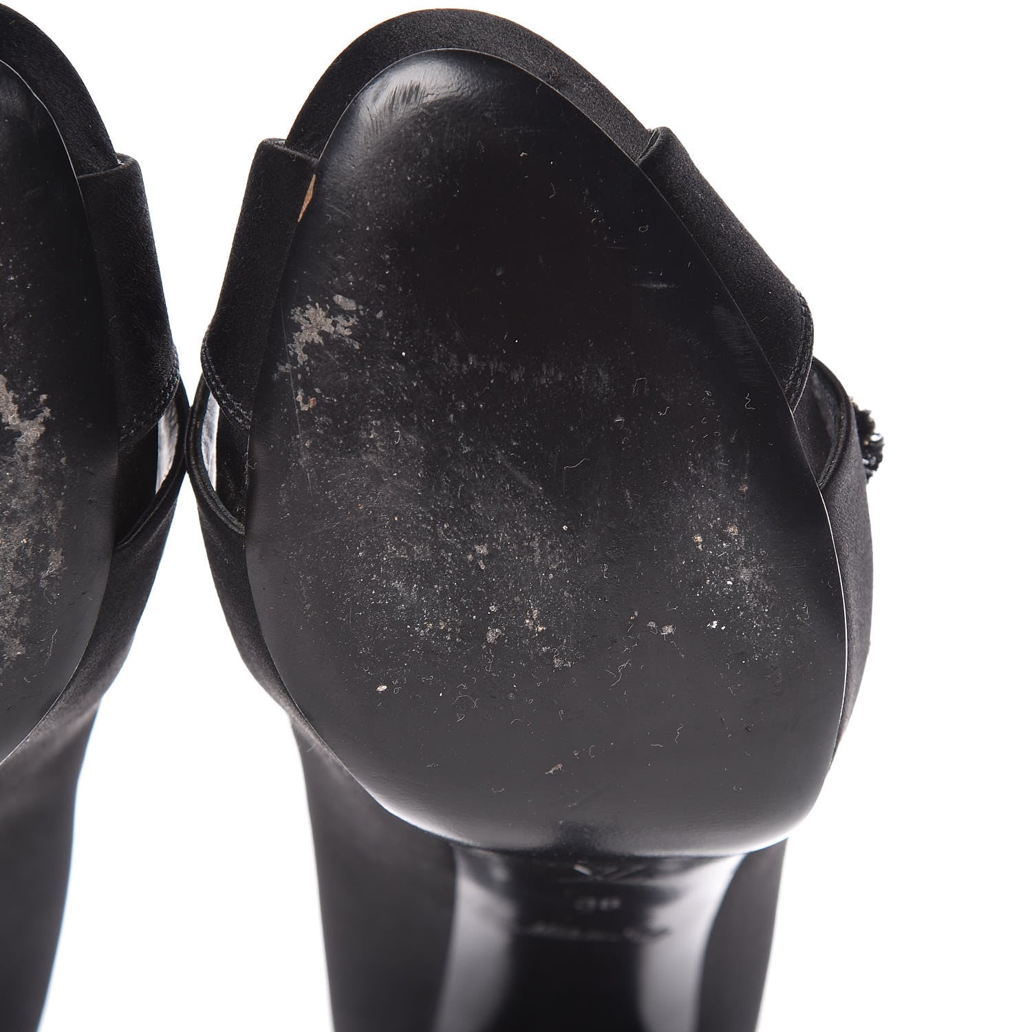 Louis Vuitton Satin Athen Peep Toe Pumps 38 Black 10 of 10