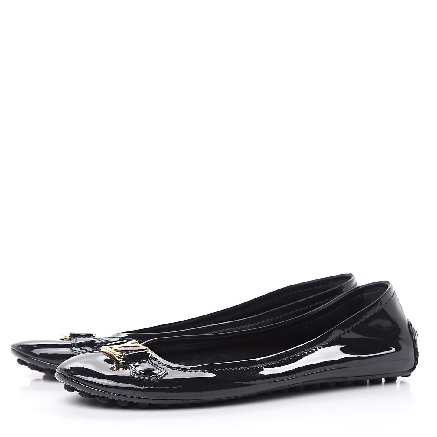 Patent Calfskin Oxford Ballerina Flats 40 Black