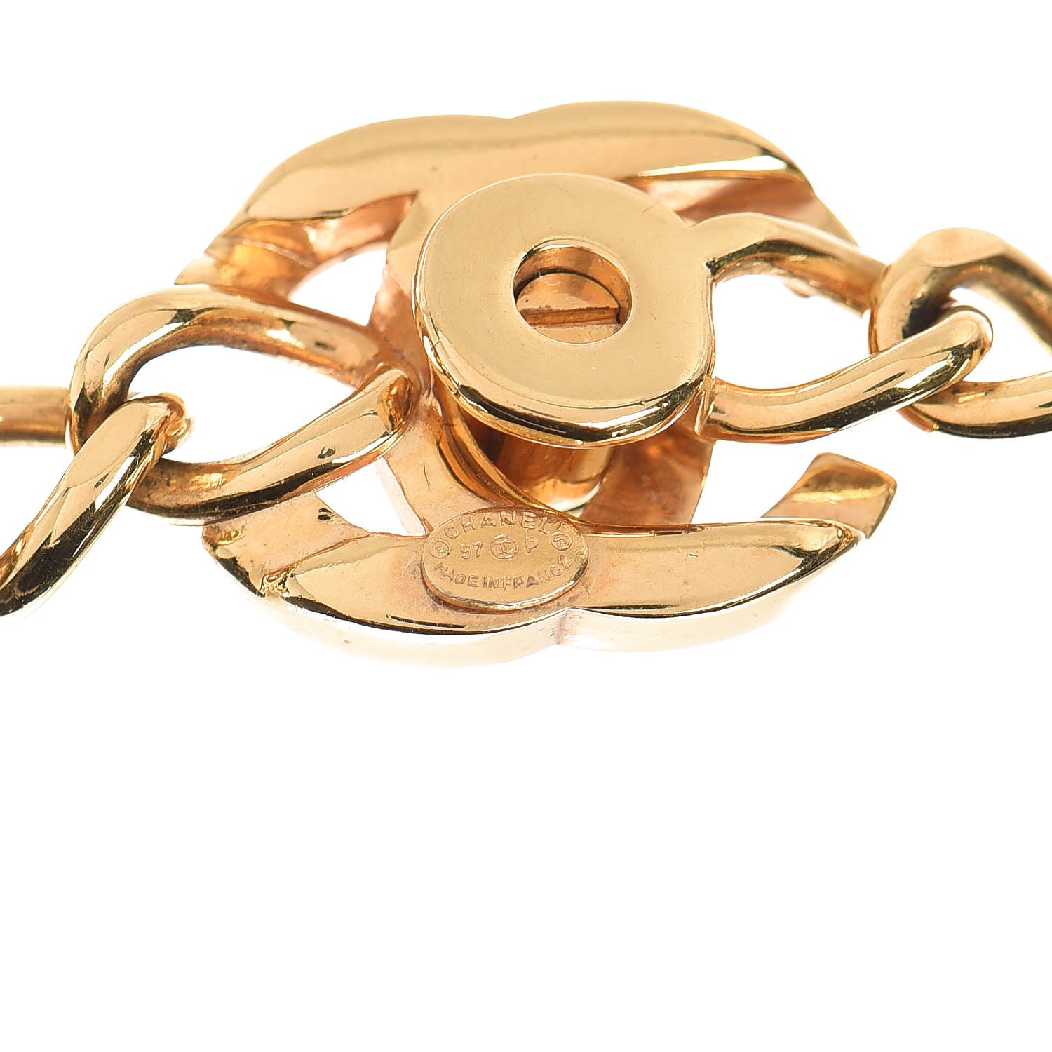 Chanel Chain Link CC Turn Lock Choker Necklace Gold 4 of 4