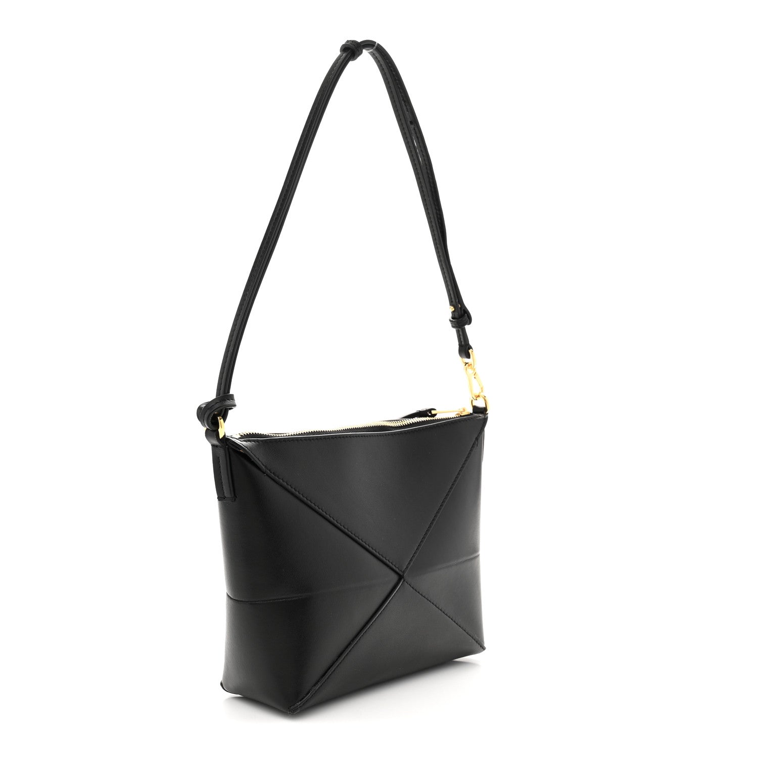 Loewe Shiny Calfskin Puzzle Fold Pouch Black 3 of 10