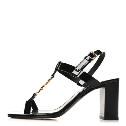 Saint Laurent Calfskin Cassandra 75 Sandals 38 Black 1 of 9