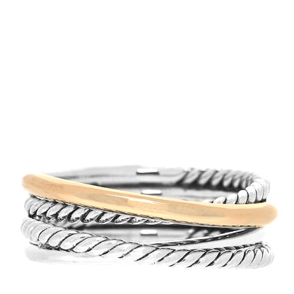 David Yurman Sterling Silver 18K Yellow Gold Narrow Crossover Ring 52 6 1 of 5