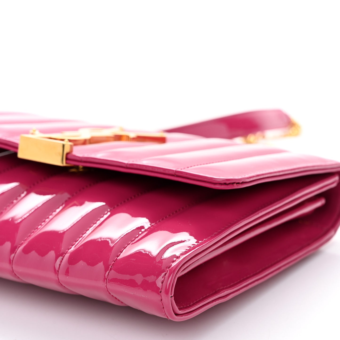 Patent Calfskin Matelasse Monogram Vicky Chain Wallet Bubblegum