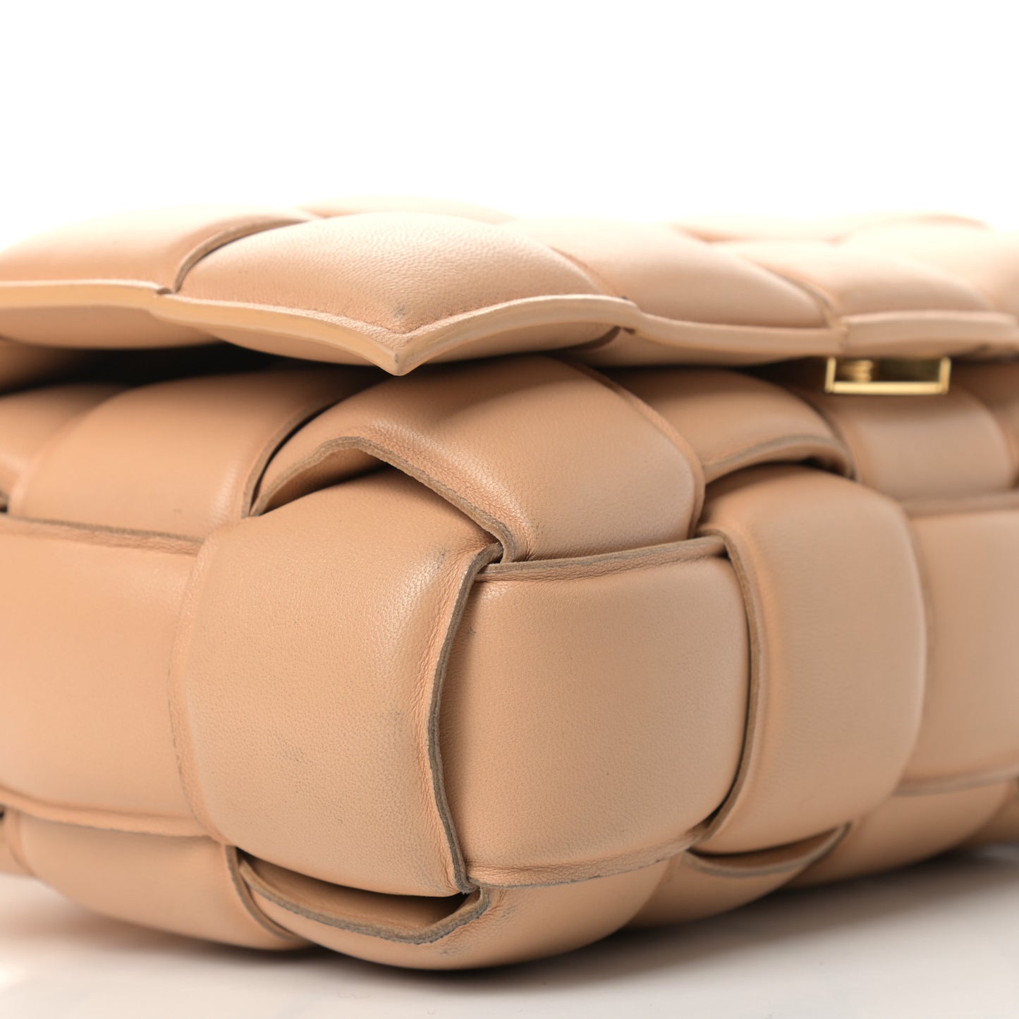 Nappa Maxi Intreccio Padded Cassette Crossbody Bag Almond