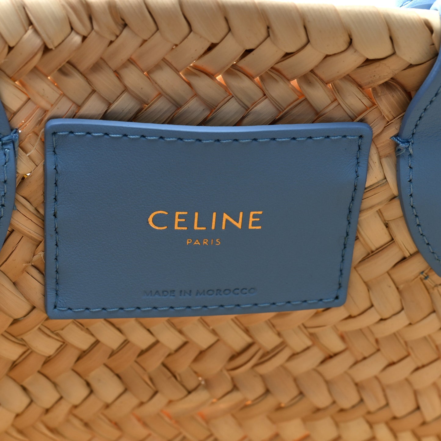 Raffia Calfskin Triomphe Medium Panier Soft Blue