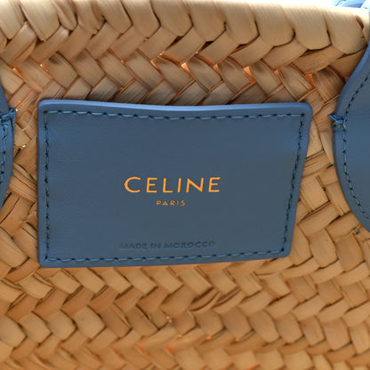 Celine Raffia Calfskin Triomphe Medium Panier Soft Blue 6 of 9