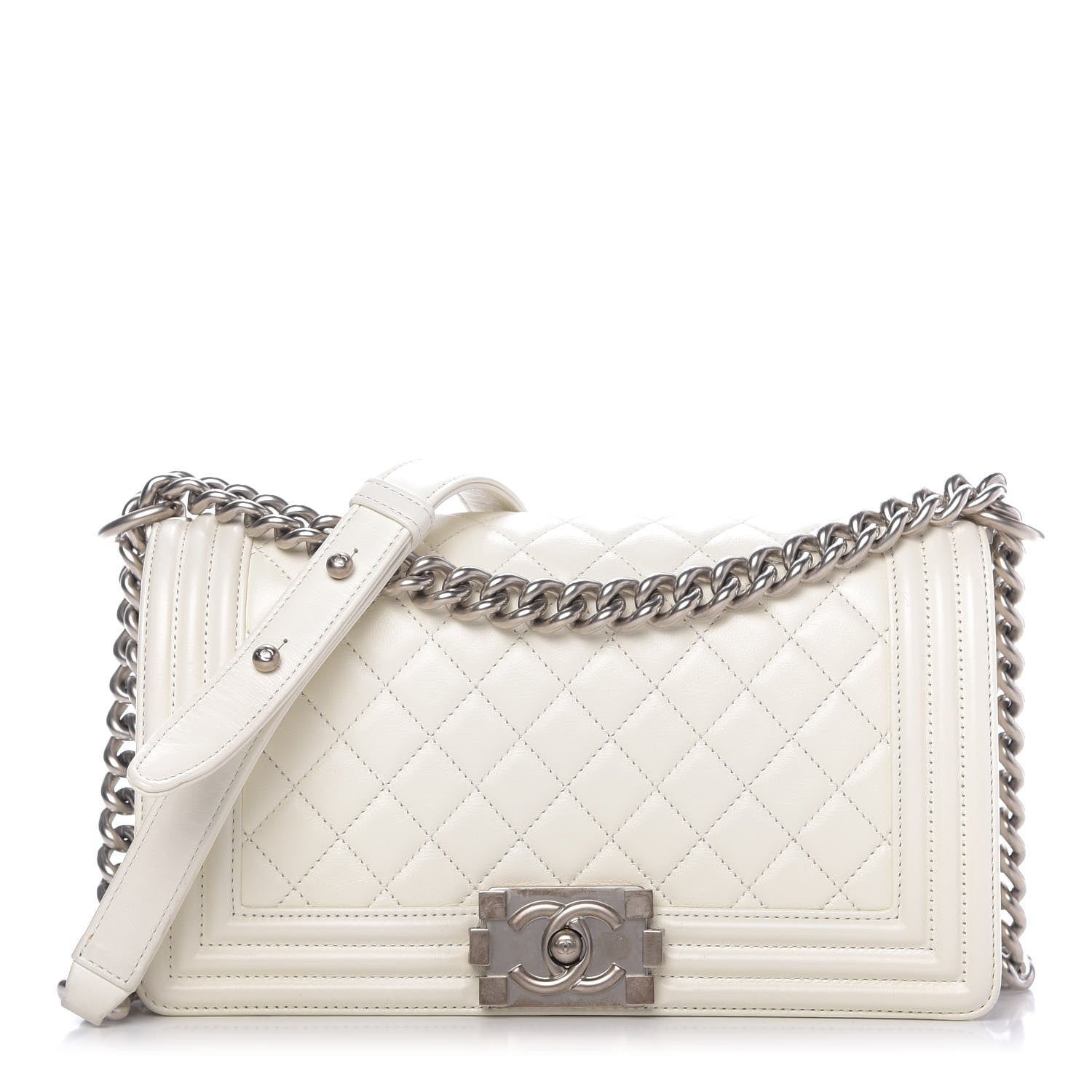 Chanel Calfskin Quilted Medium Boy Flap White 1 of 10