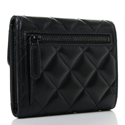 Chanel Lambskin Quilted Compact Flap Wallet So Black 2 of 6