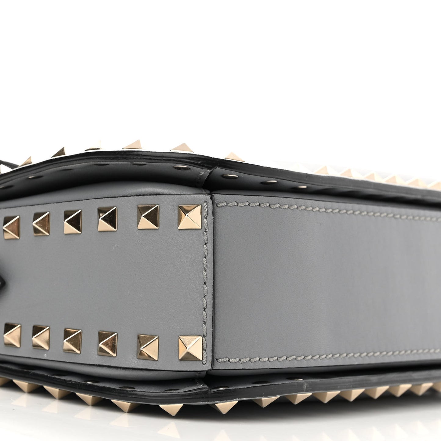 Vitello Medium Rockstud Flap Saddle Bag Light Stone