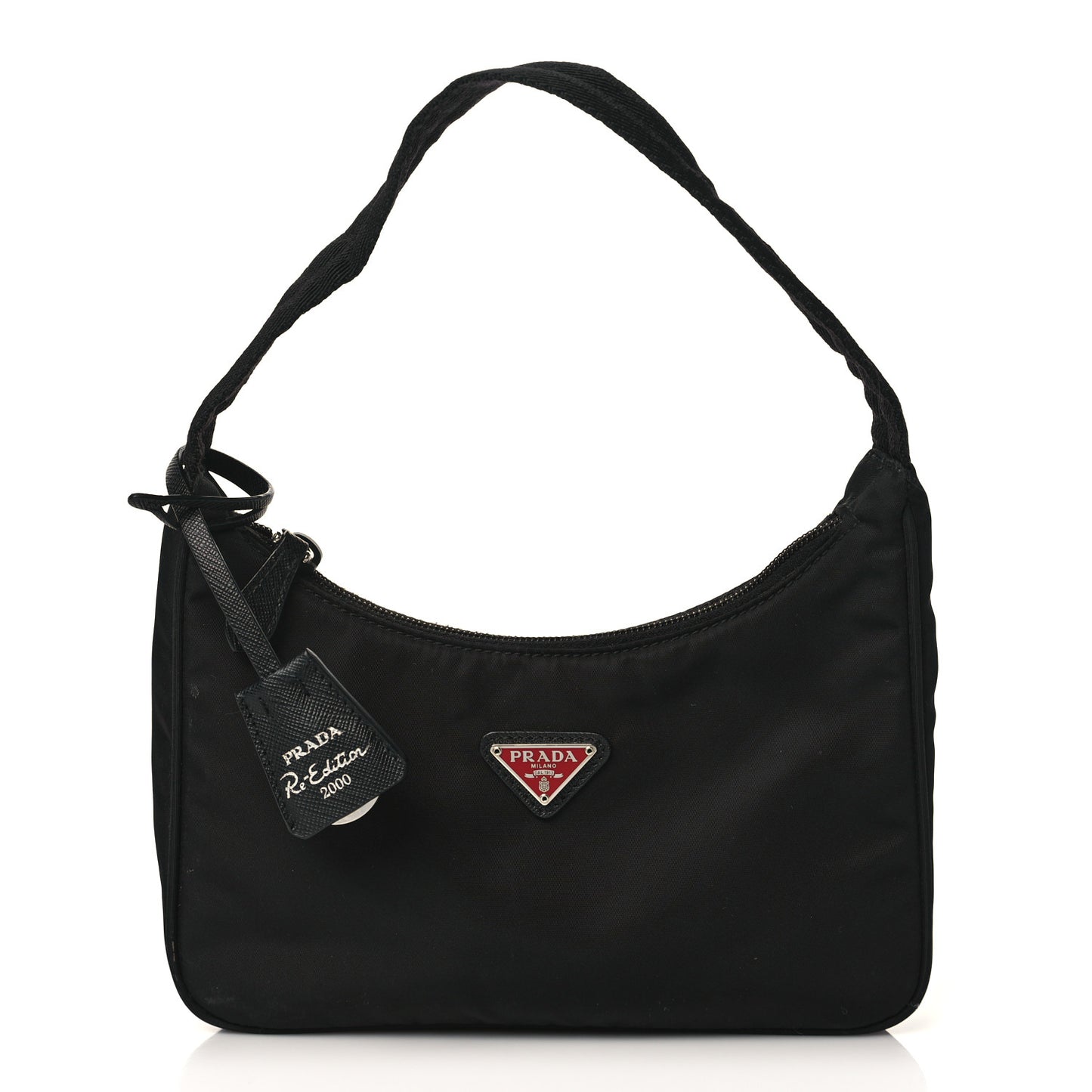 Tessuto Nylon Saffiano Lunar New Year Mini Re-Edition 2000 Bag Black Fuoco