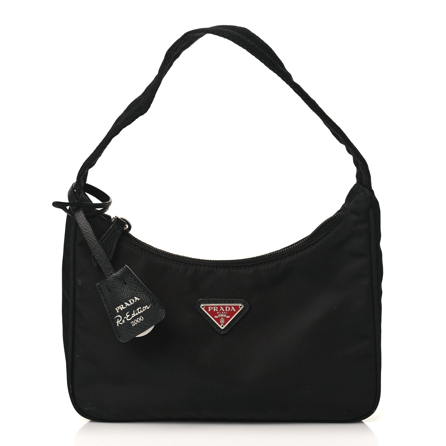 Prada Tessuto Nylon Saffiano Lunar New Year Mini Re-Edition 2000 Bag Black Fuoco 1 of 9