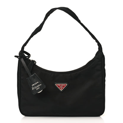 Prada Tessuto Nylon Saffiano Lunar New Year Mini Re-Edition 2000 Bag Black Fuoco 1 of 9