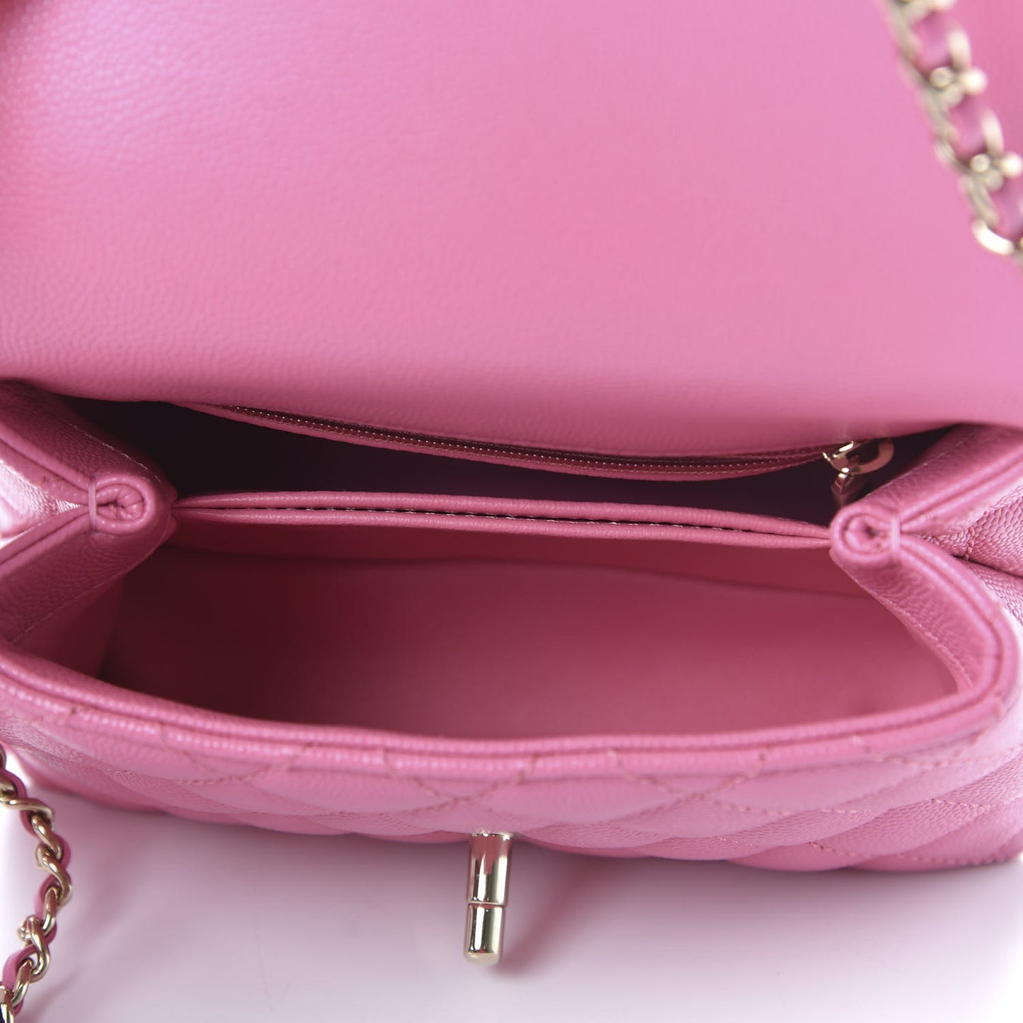 Caviar Quilted Lizard Embossed Extra Mini Coco Handle Flap Pink