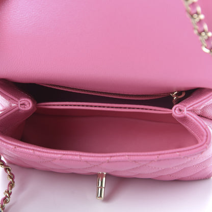 Chanel Caviar Quilted Lizard Embossed Extra Mini Coco Handle Flap Pink 5 of 10