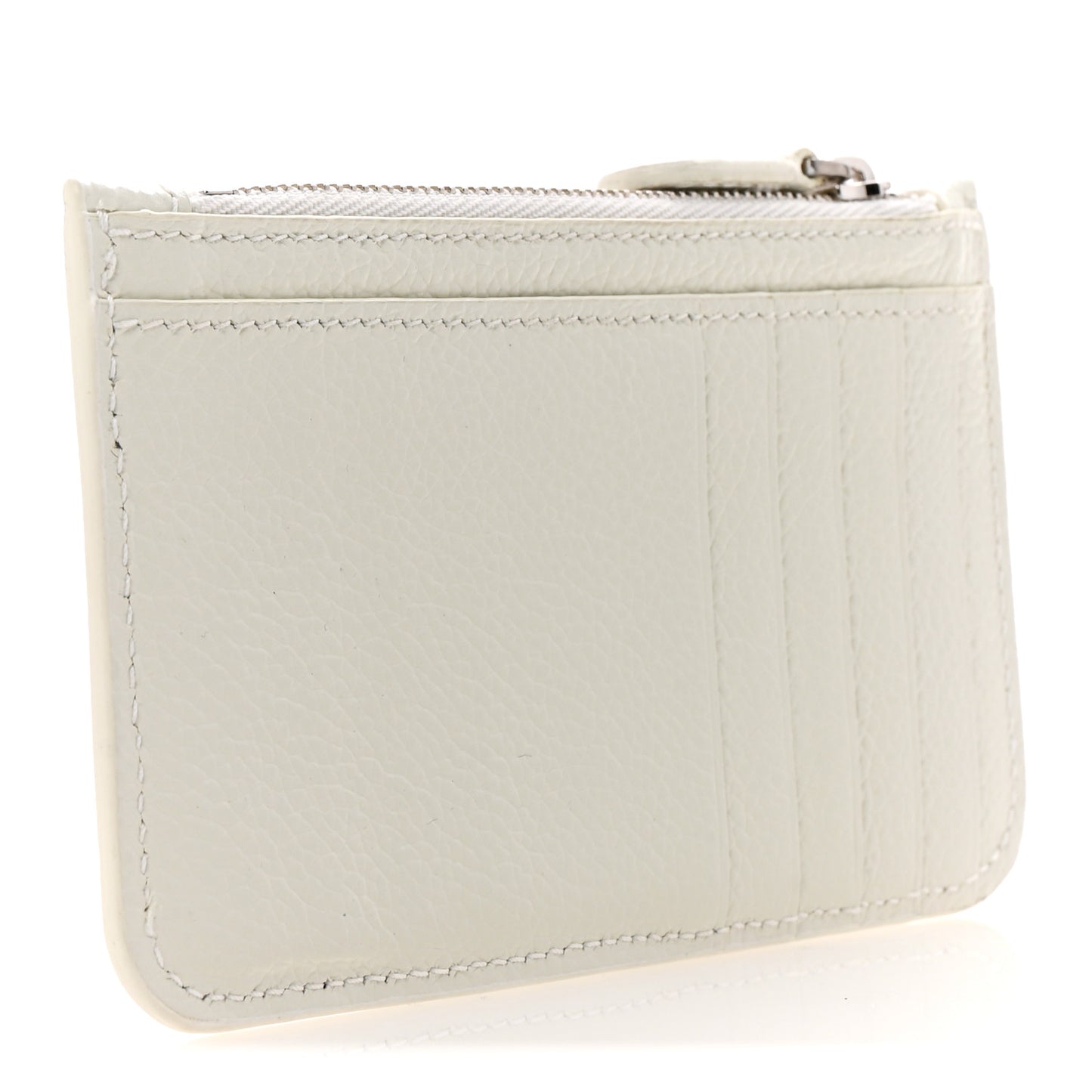 Grained Calfskin Logo Large Cash Long Coin Card Holder White Black