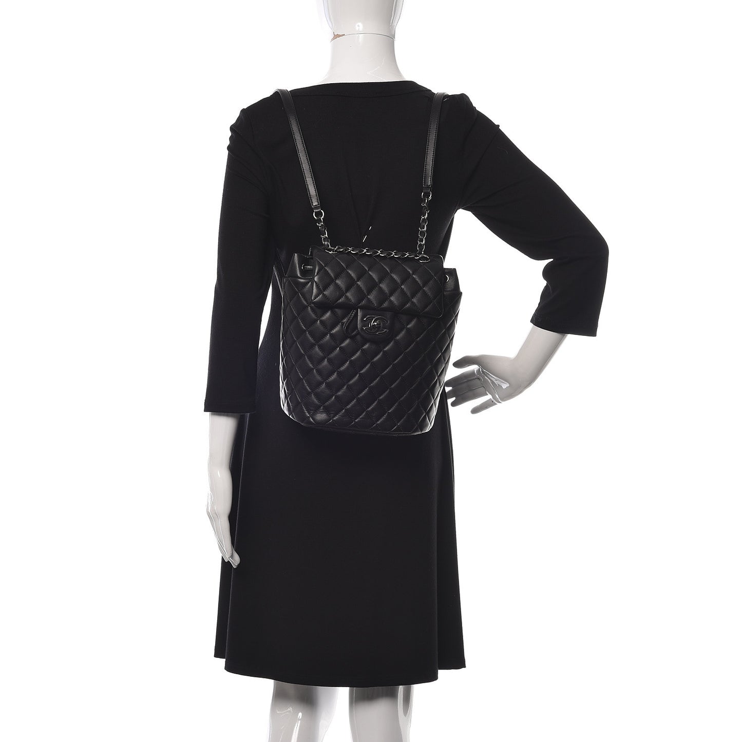 Lambskin Quilted Small Urban Spirit Backpack Black