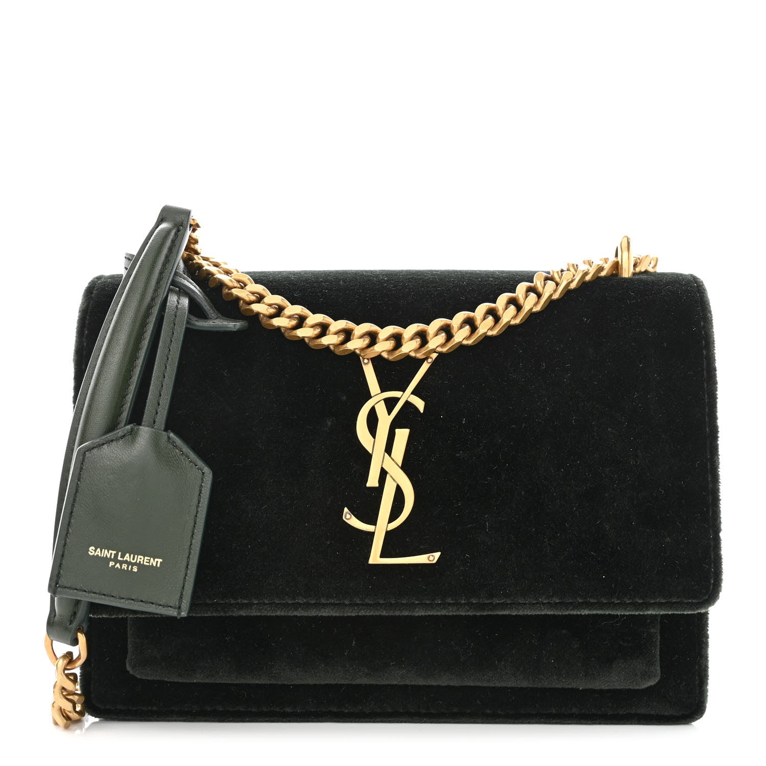 Saint Laurent Velvet Small Monogram Sunset Dark Green 1 of 11