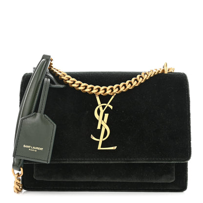 Saint Laurent Velvet Small Monogram Sunset Dark Green 1 of 11
