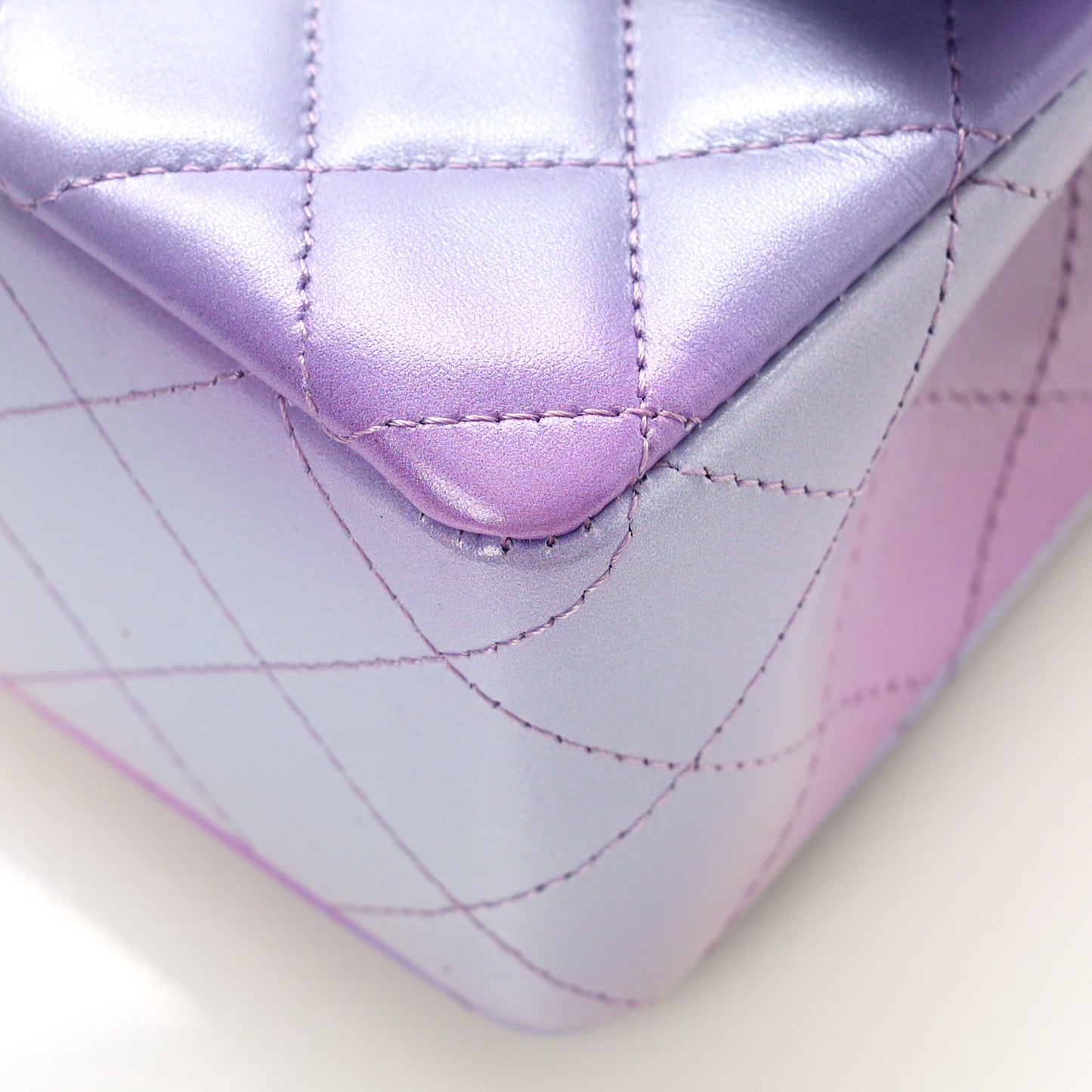 Calfskin Quilted Mini Cloudy Tie Dye Rectangular Flap Purple Blue Pink