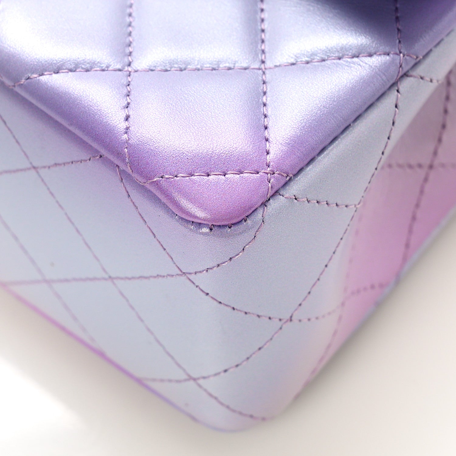 Chanel Calfskin Quilted Mini Cloudy Tie Dye Rectangular Flap Purple Blue Pink 9 of 10