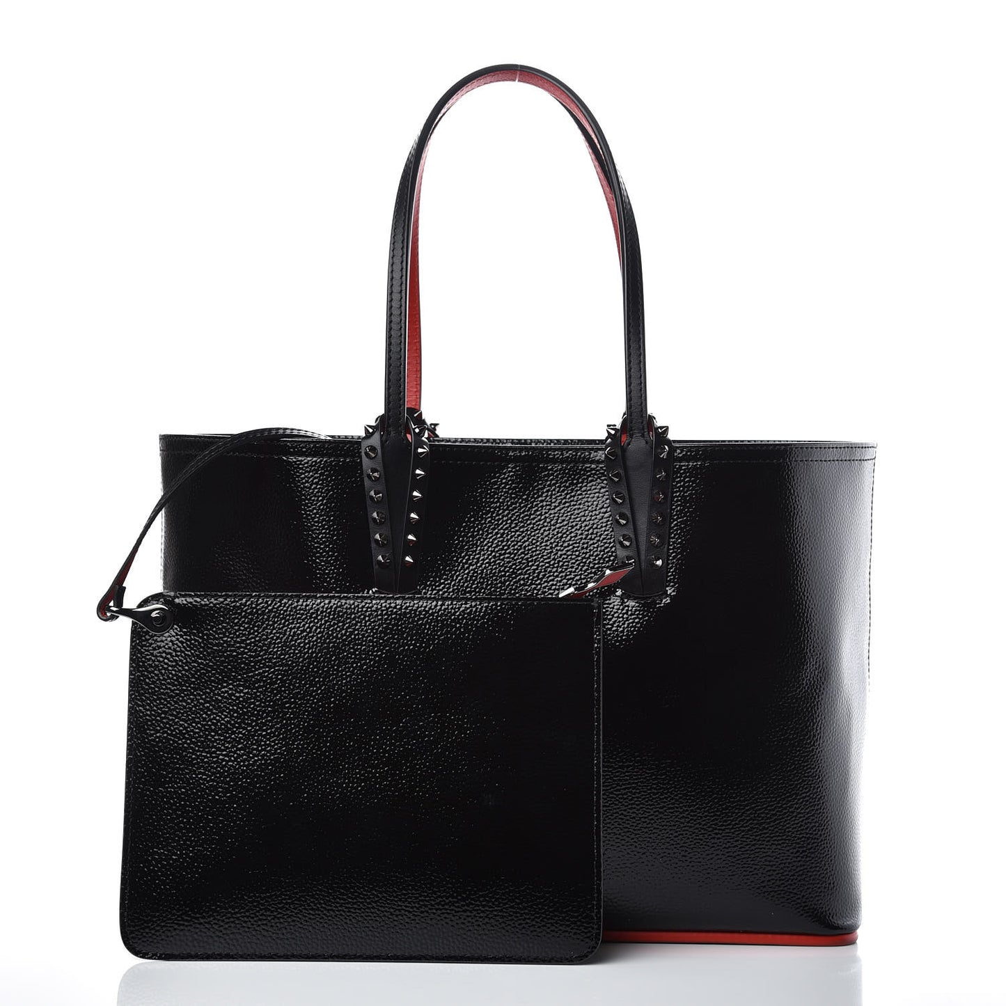 Patent Calfskin Spikes Small East West Cabata Tote Black