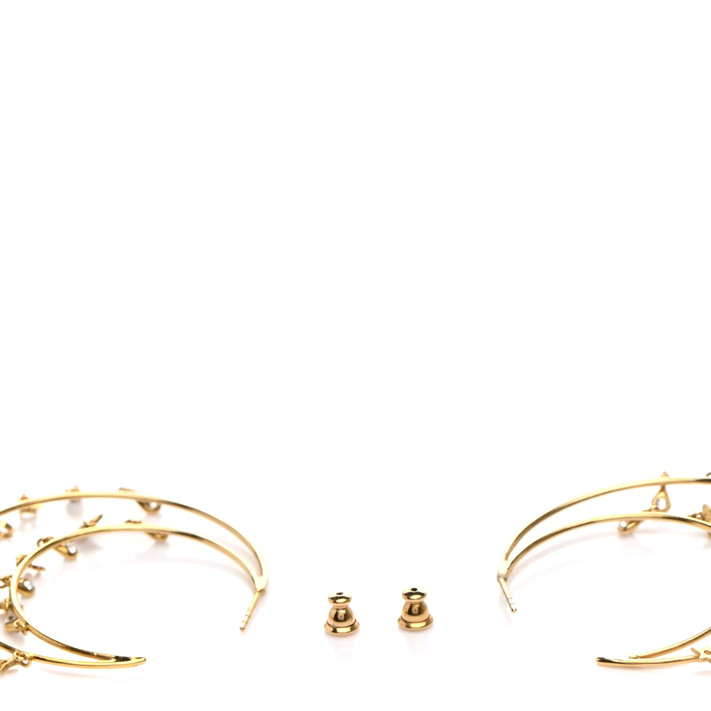 Crystal Charms Double Hoop Earrings Gold White