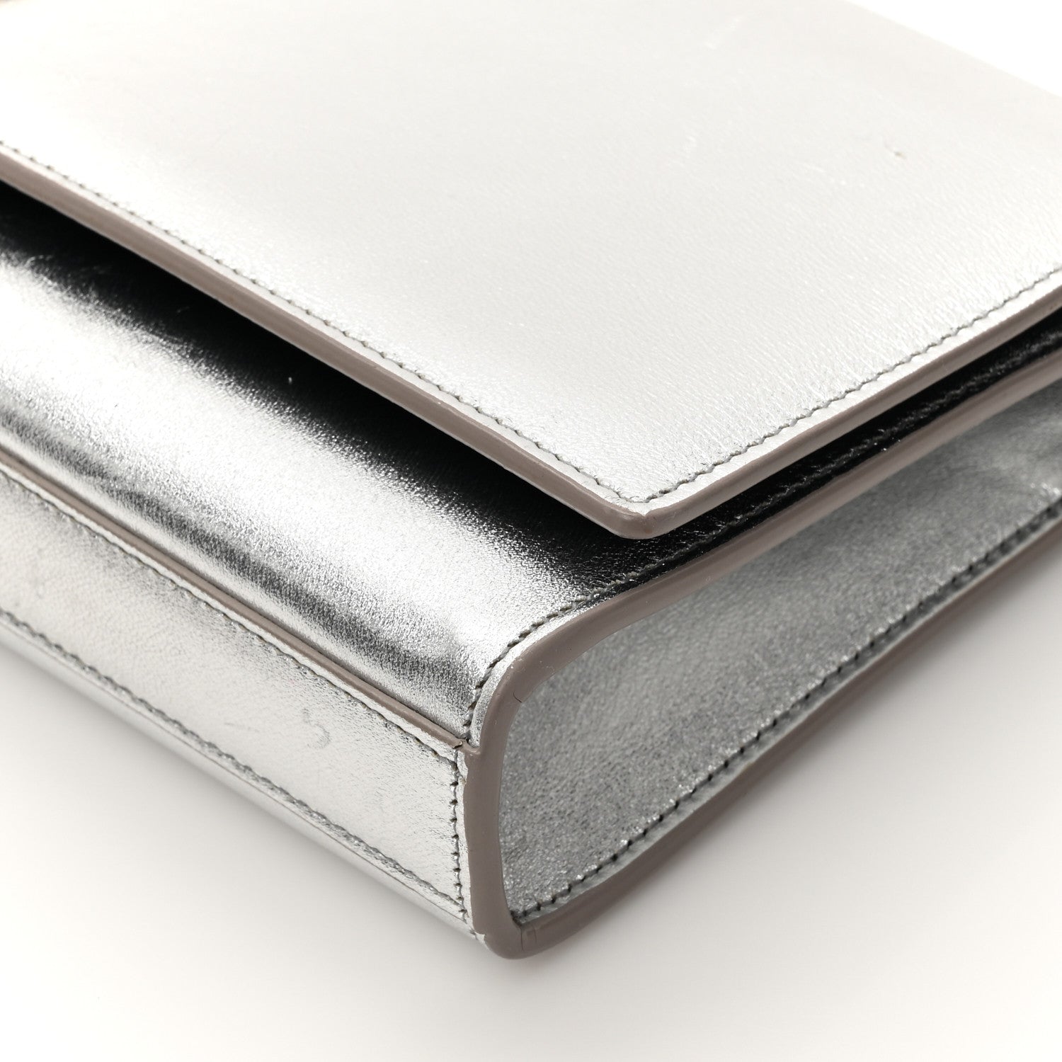 Saint Laurent Textured Metallic Calfskin Classic Monogram Cassandre Clutch Silver 9 of 14