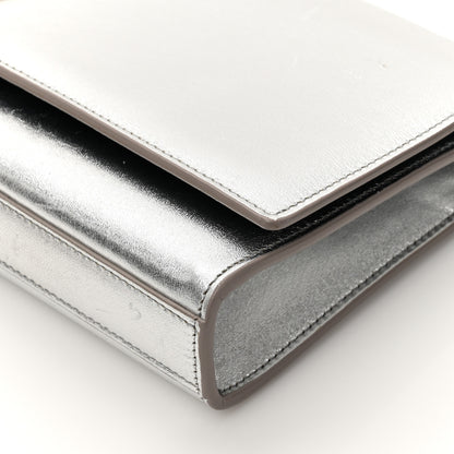 Saint Laurent Textured Metallic Calfskin Classic Monogram Cassandre Clutch Silver 9 of 14