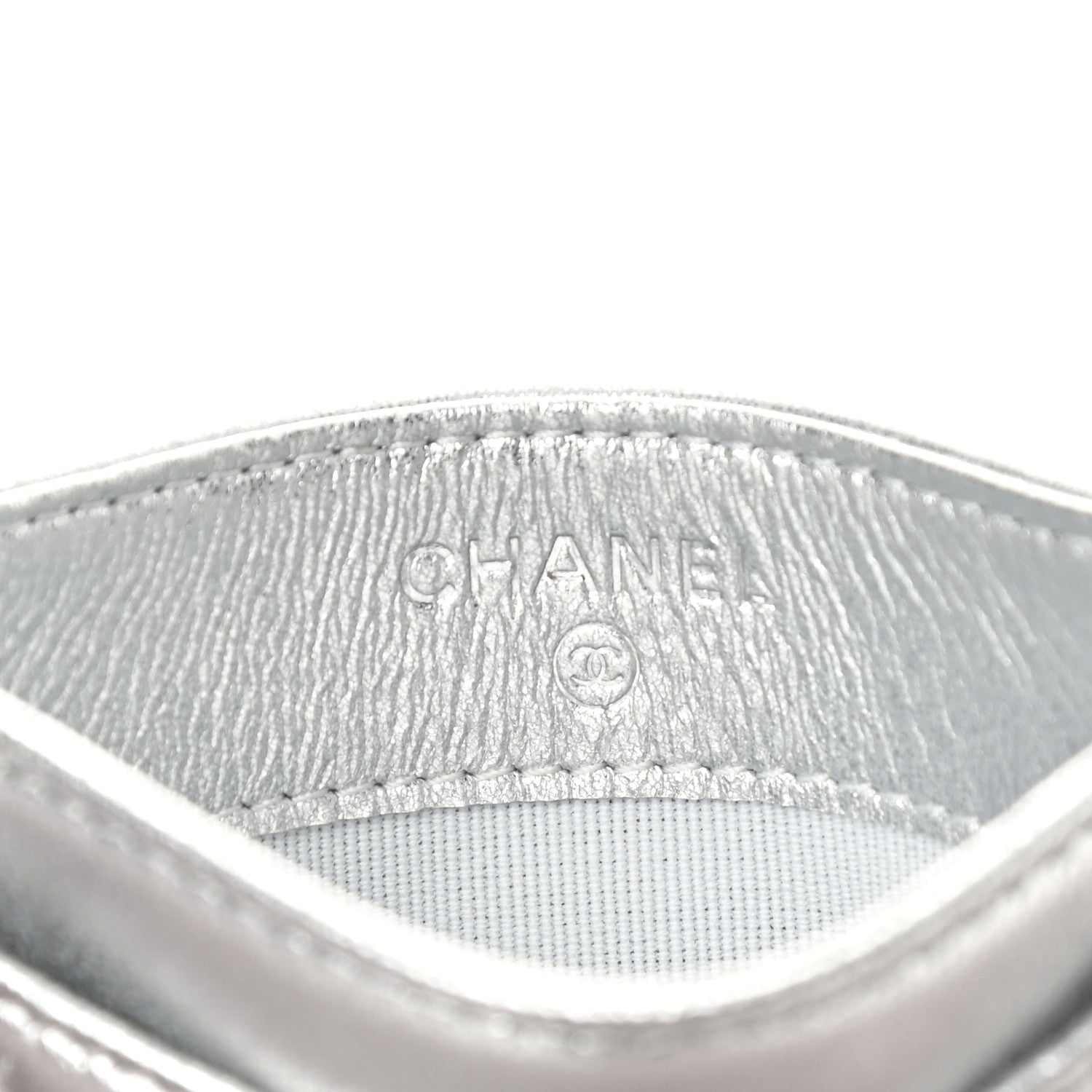 Chanel Metallic Lambskin Quilted Card Holder Silver 6 of 8